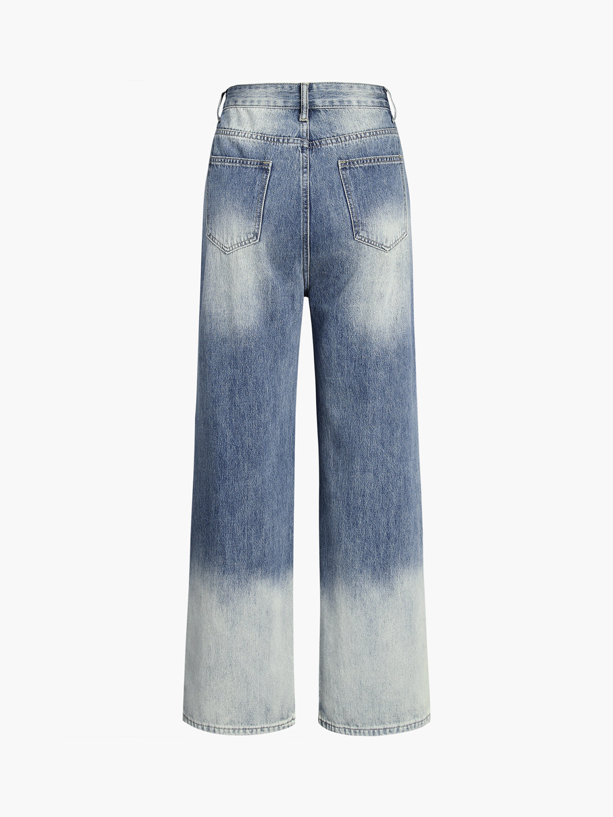 Denim Asymmetrical Waist Pocket Washed Jeans