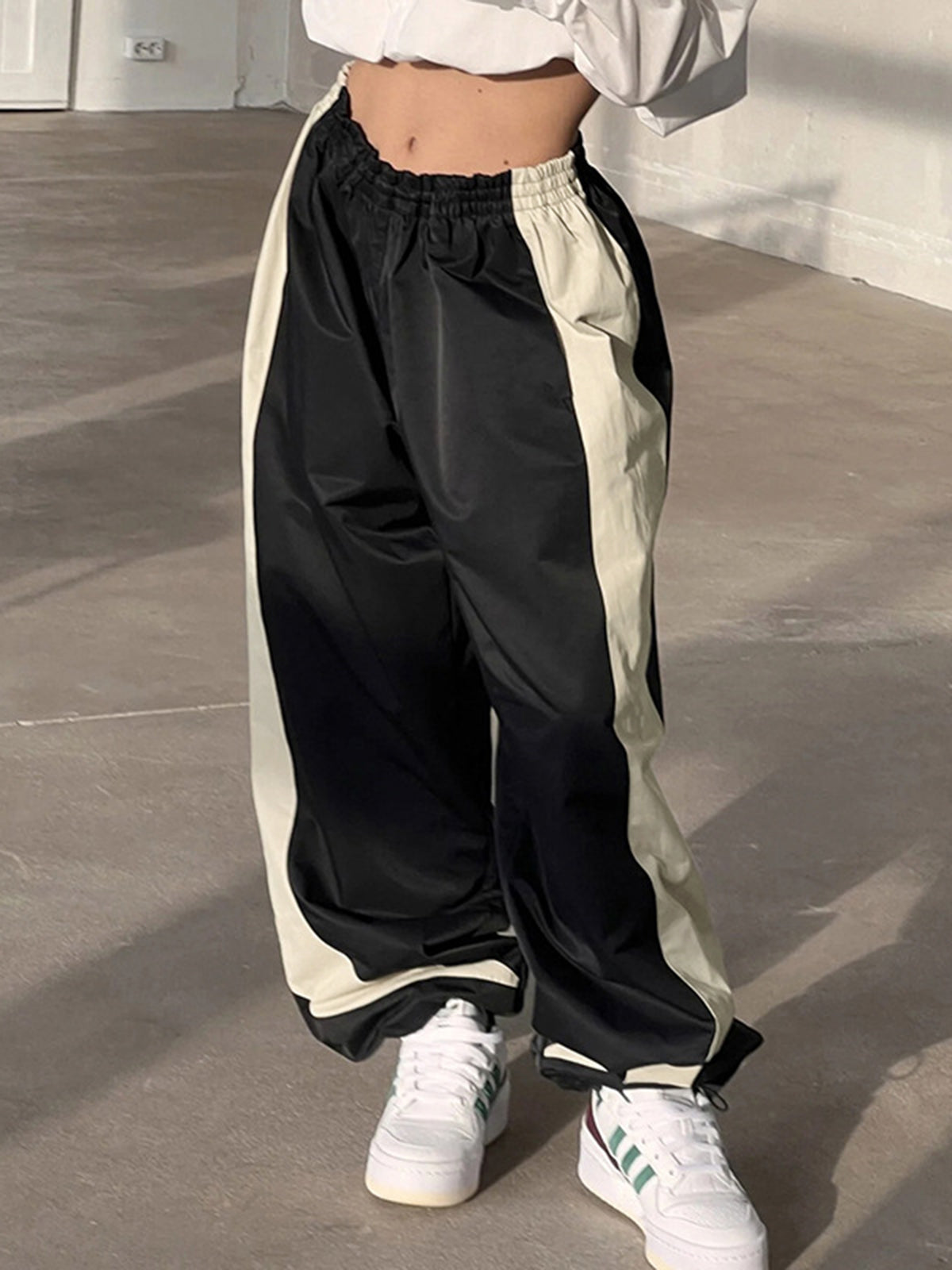 Color Contrast Adjustable Hem Pants