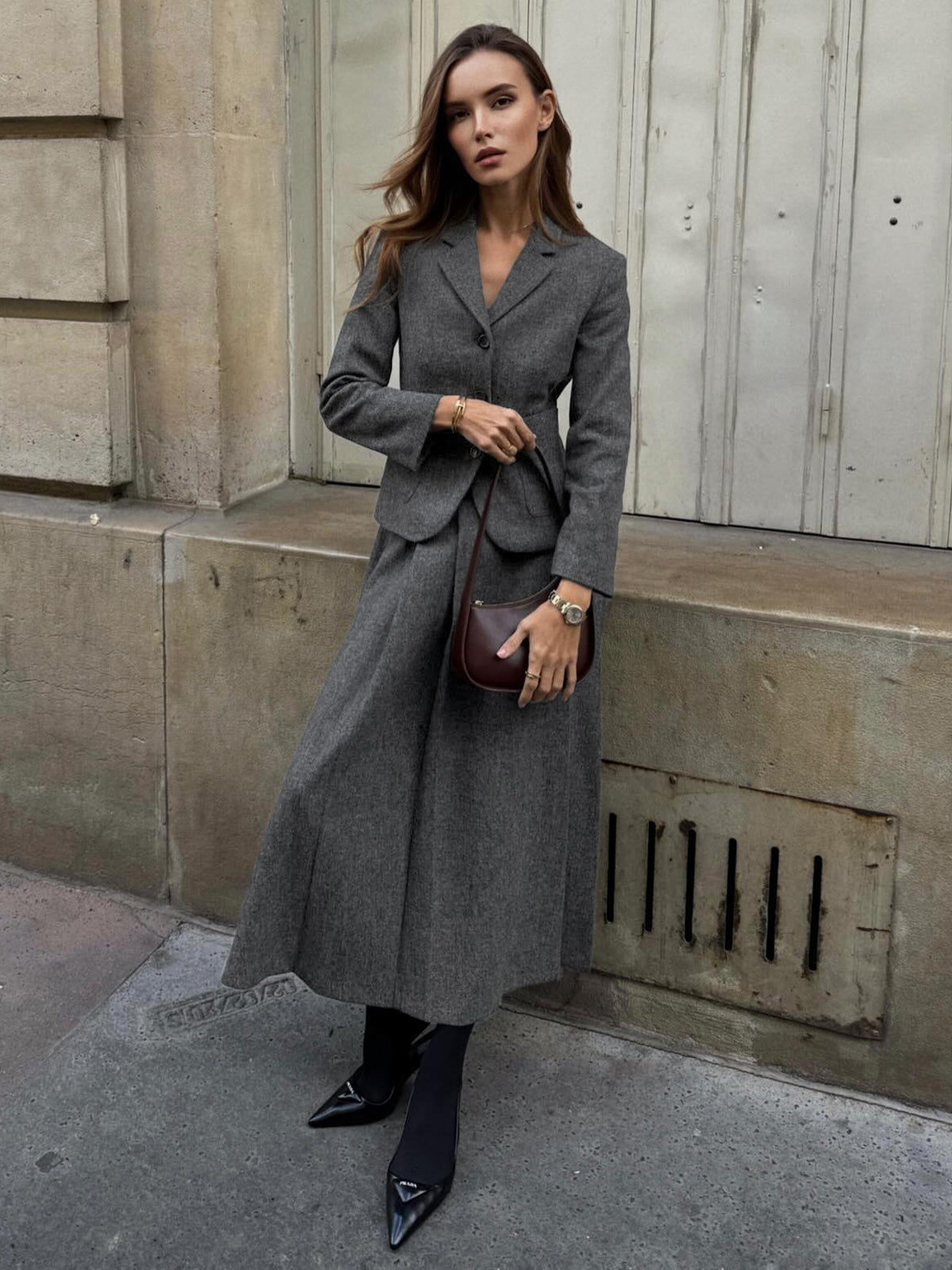 Elegant Solid Button Down Blazer