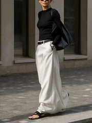 Solid Pleated Maxi Skirt