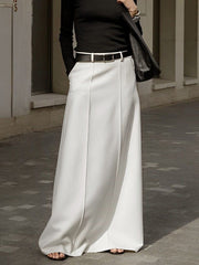 Solid Pleated Maxi Skirt