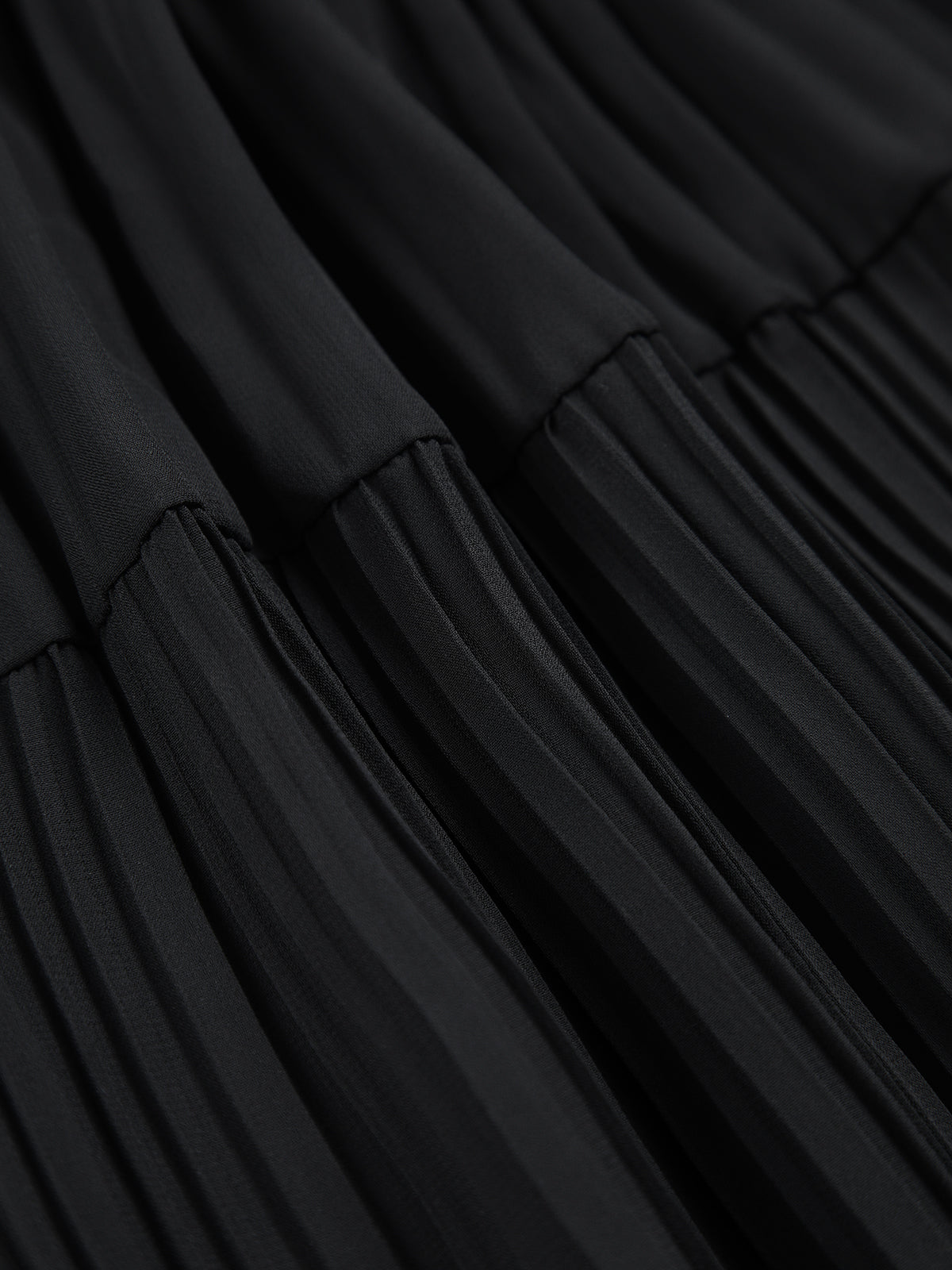 Solid Ruffle Pleated Maxi Skirt