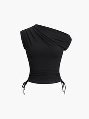 One-Shoulder Drawstring Tank Top