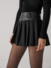 Solid High Waist Mini Skirt