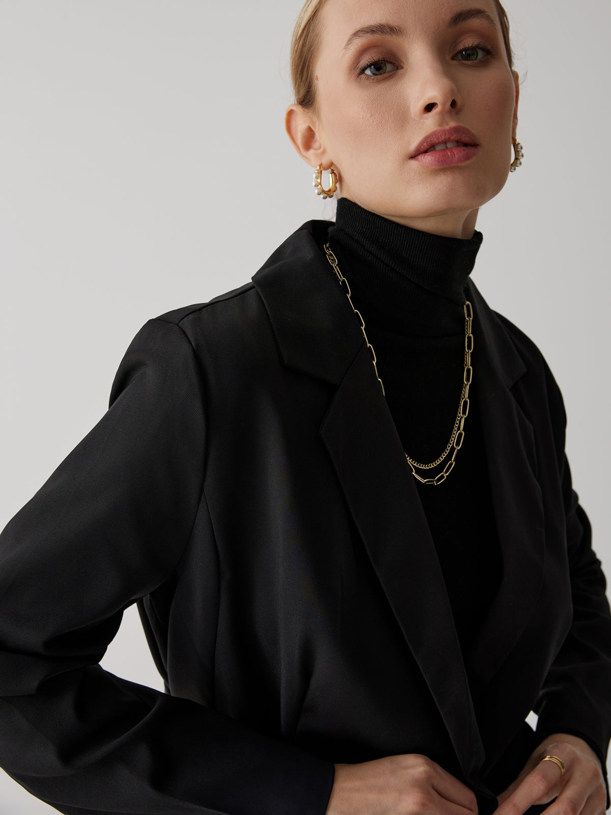 Drawstring Waist Button Blazer