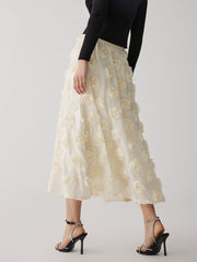 Floral A-Line Midi Skirt