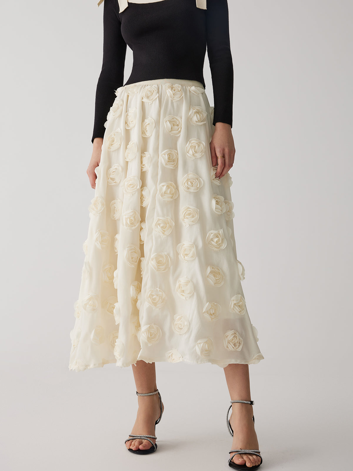 Floral A-Line Midi Skirt