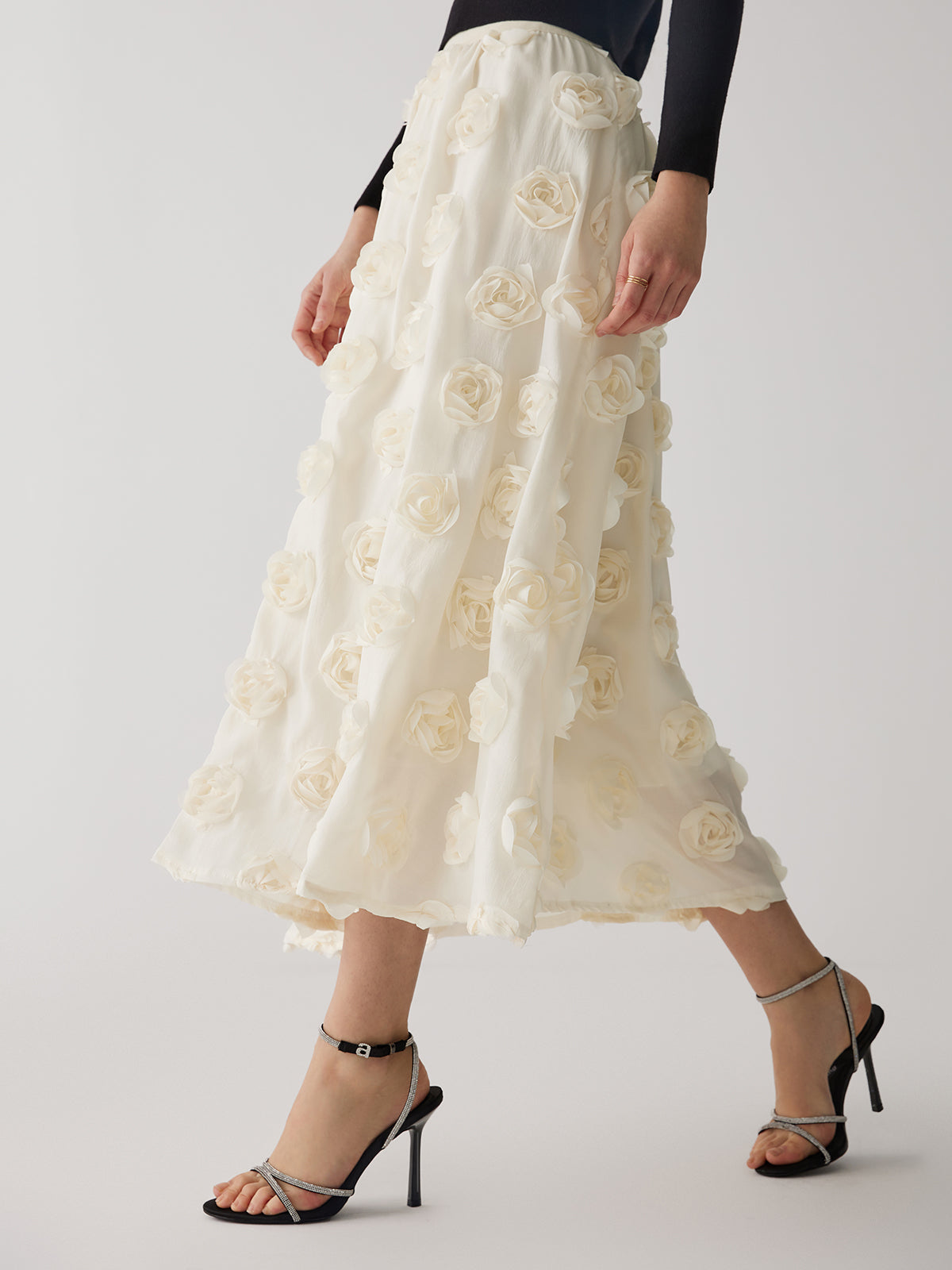 Floral A-Line Midi Skirt