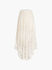 Frenchy Courtship Floral Lace Midi Skirt