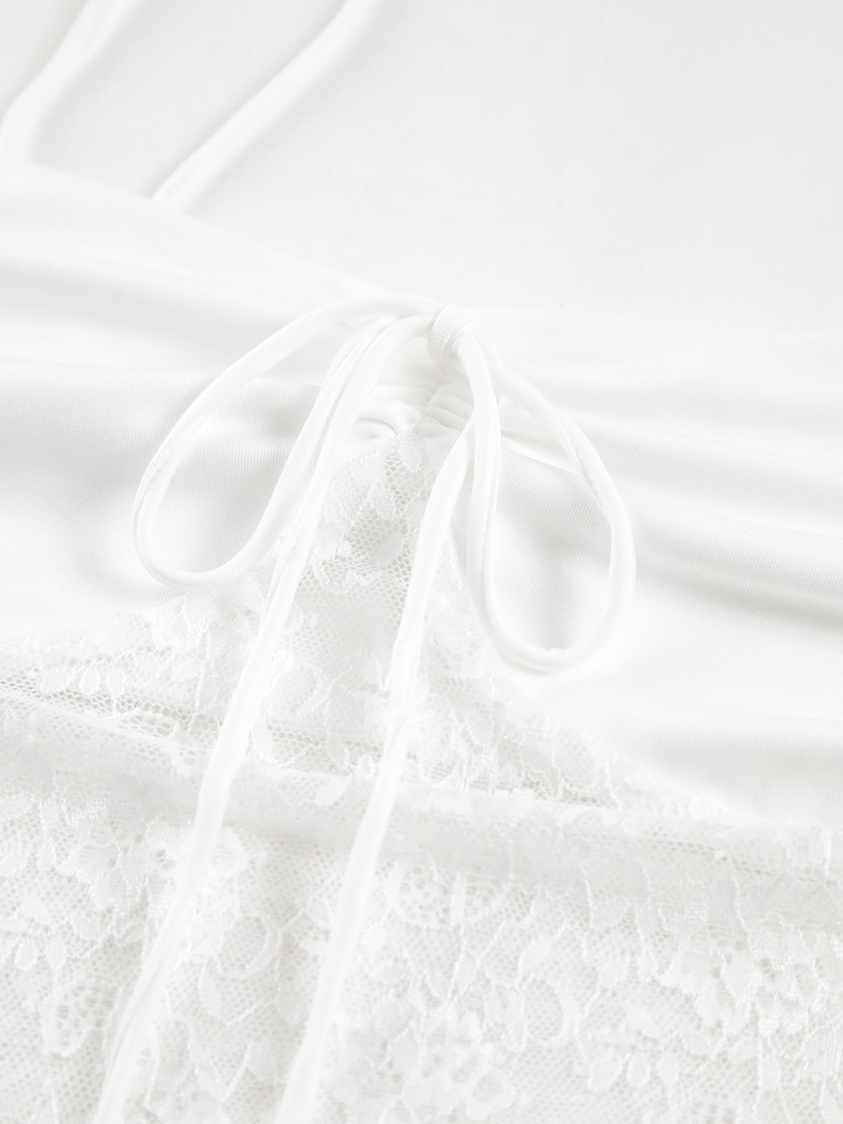 Sheer Lace Patchwork Tie Up Cami