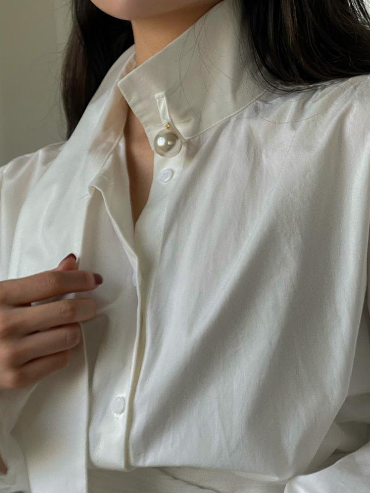 Pearl Loose-Fitting Long Sleeve Shirt