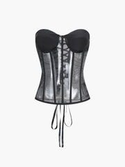 Eyelet Tie Sheer Mesh Corset