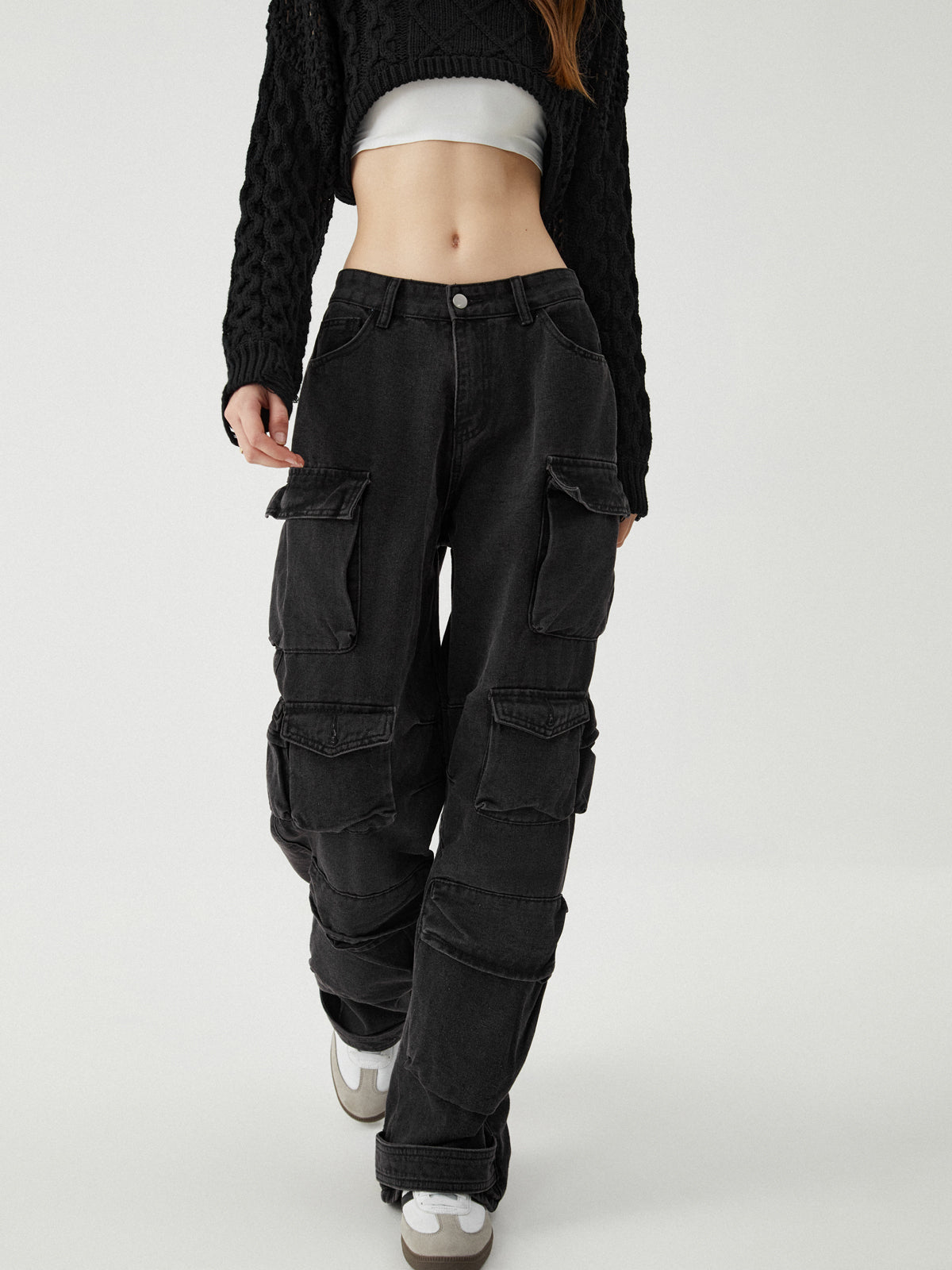 Solid Utility Pocket Jeans
