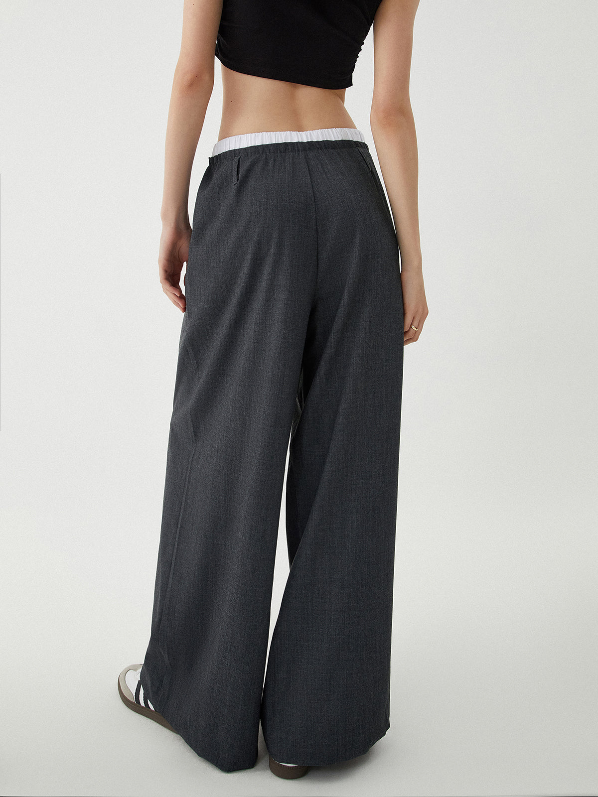 Loose Contrast Binding Wide Leg Pants