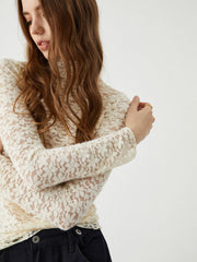 Sheer Lace Funnel Neck Top