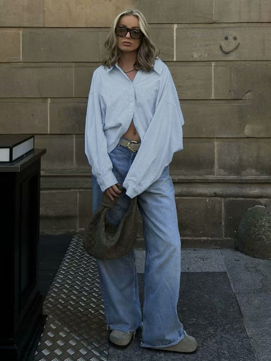 Cotton Striped Crop Shirt