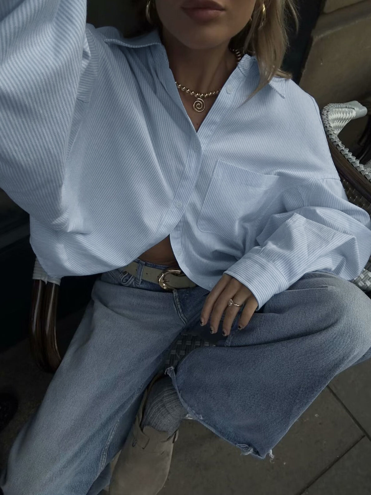 Cotton Striped Crop Shirt
