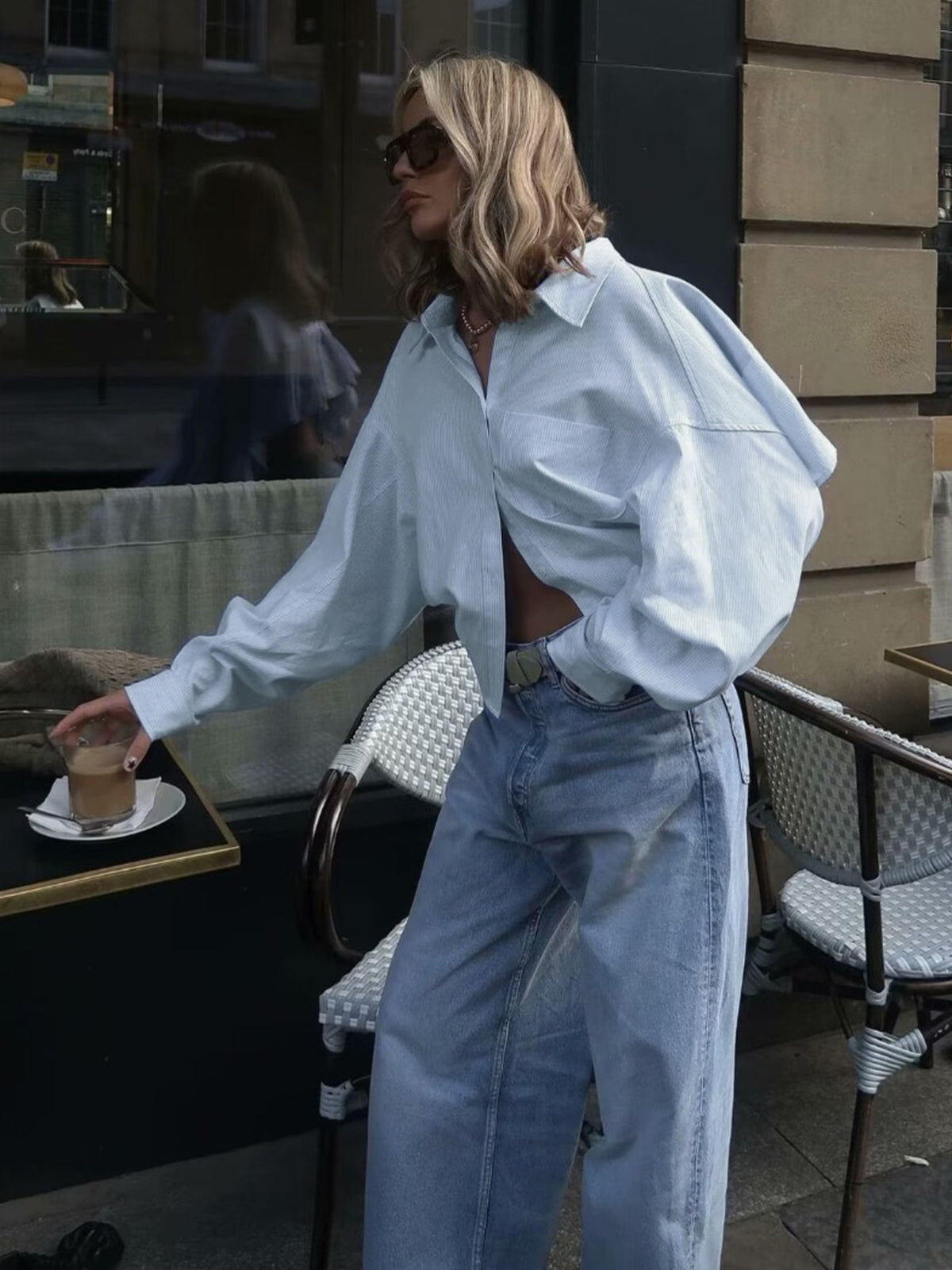 Cotton Striped Crop Shirt
