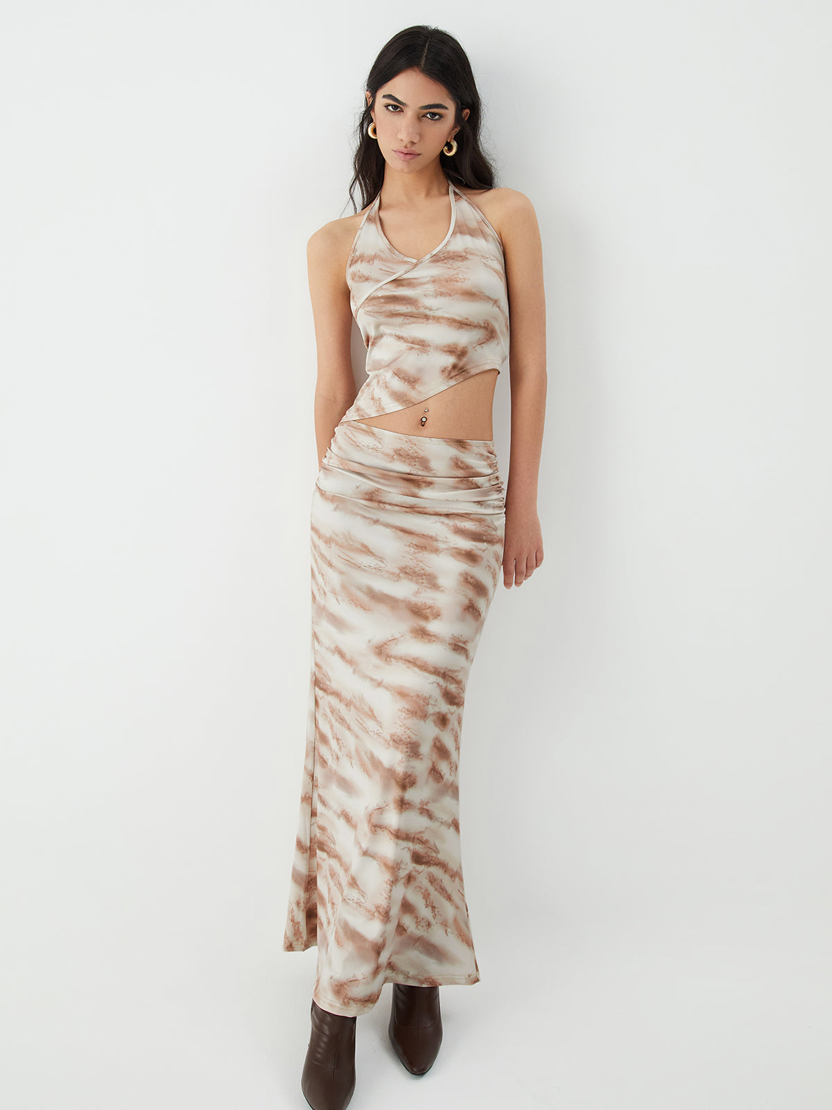 Maillard Striped Maxi Skirt Set