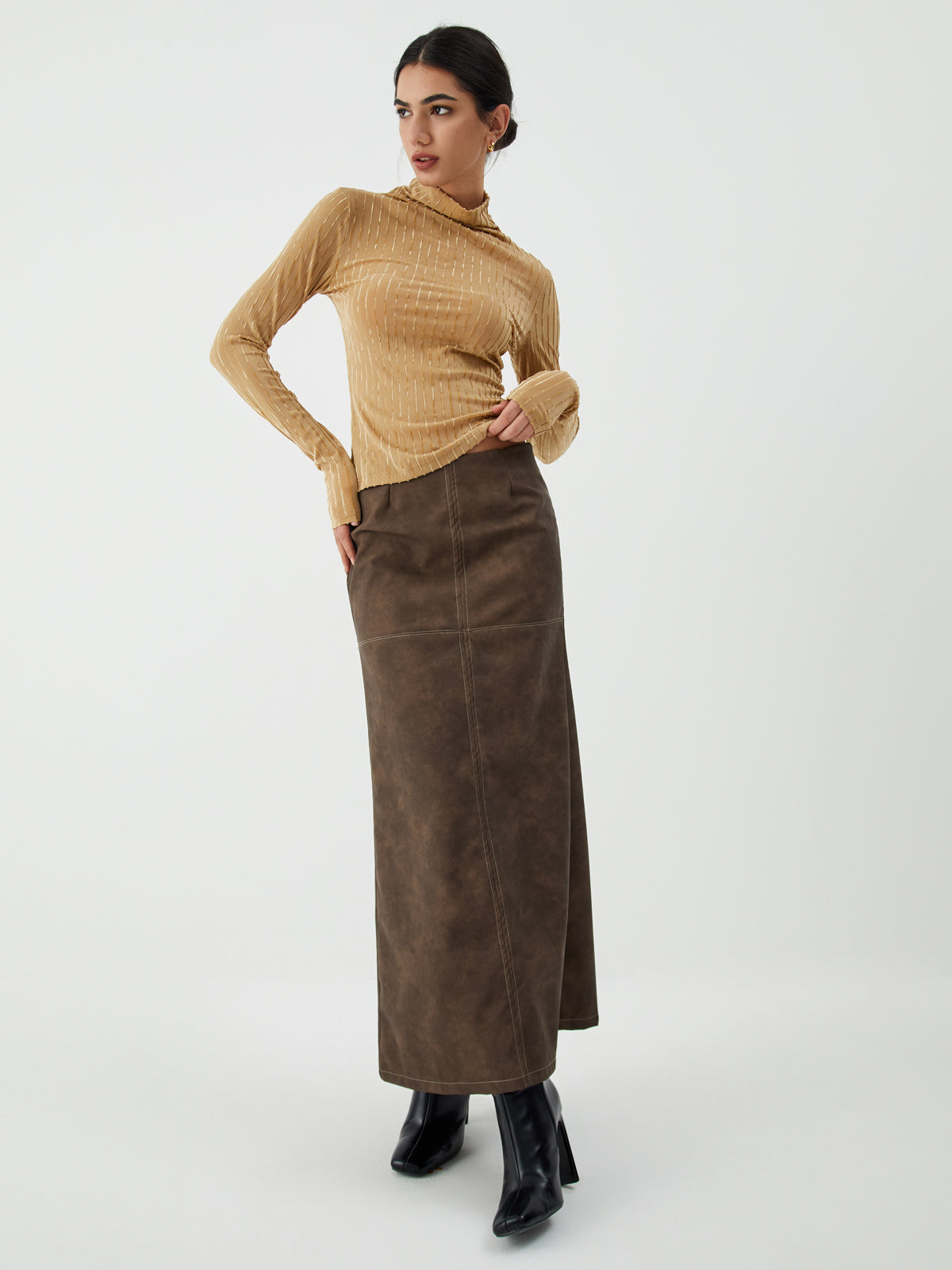 Maillard Washed Midi Skirt
