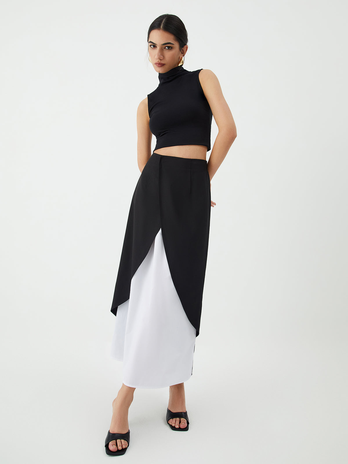 Patchwork Split Maxi Skirt