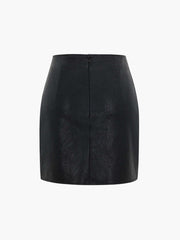 Faux Leather Patchwork Pleated Mini Skirt