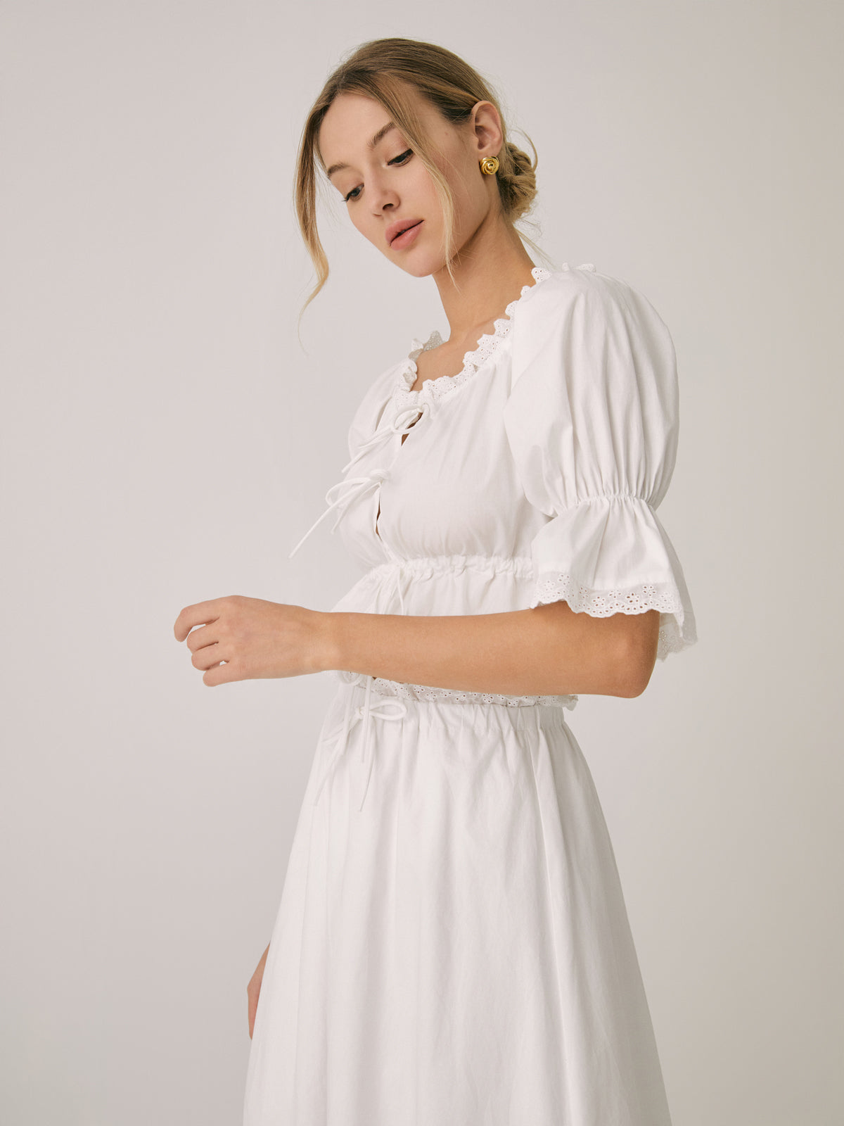 Ruffle Tie Front Short Sleeve Top