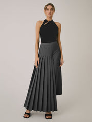 Asymmetric Pleated Maxi Skirt