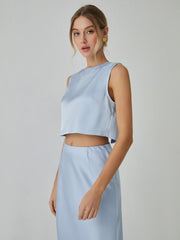 Minimalism Stain Split Cropped Top