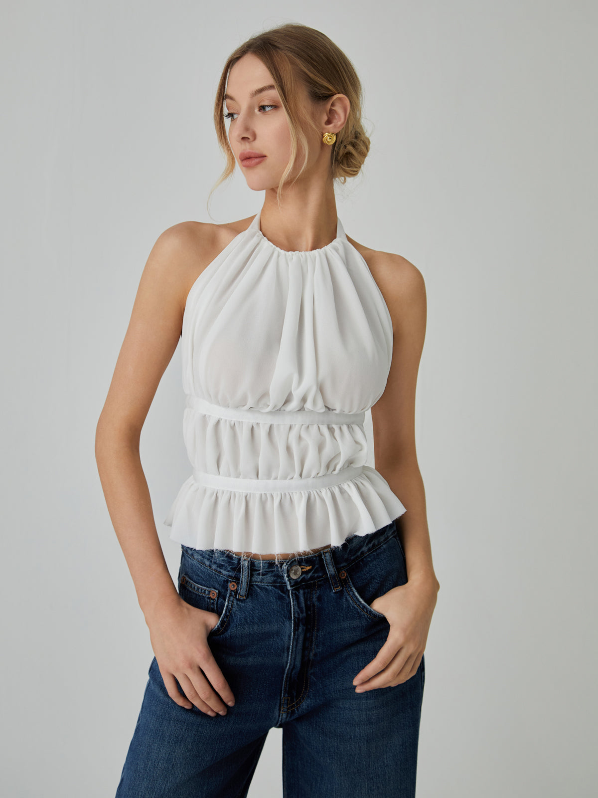 Backless Halter Tank Top