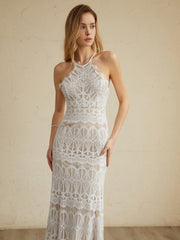 Glamorous Lace Halter Long Dress