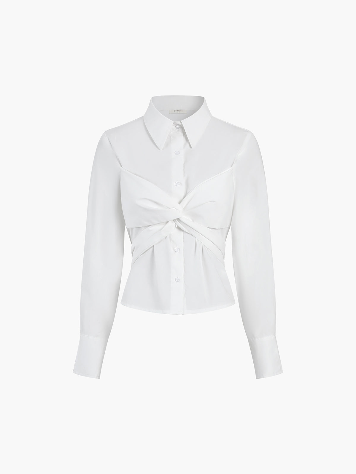 Cotton Blends Knotted Long Sleeve Shirt