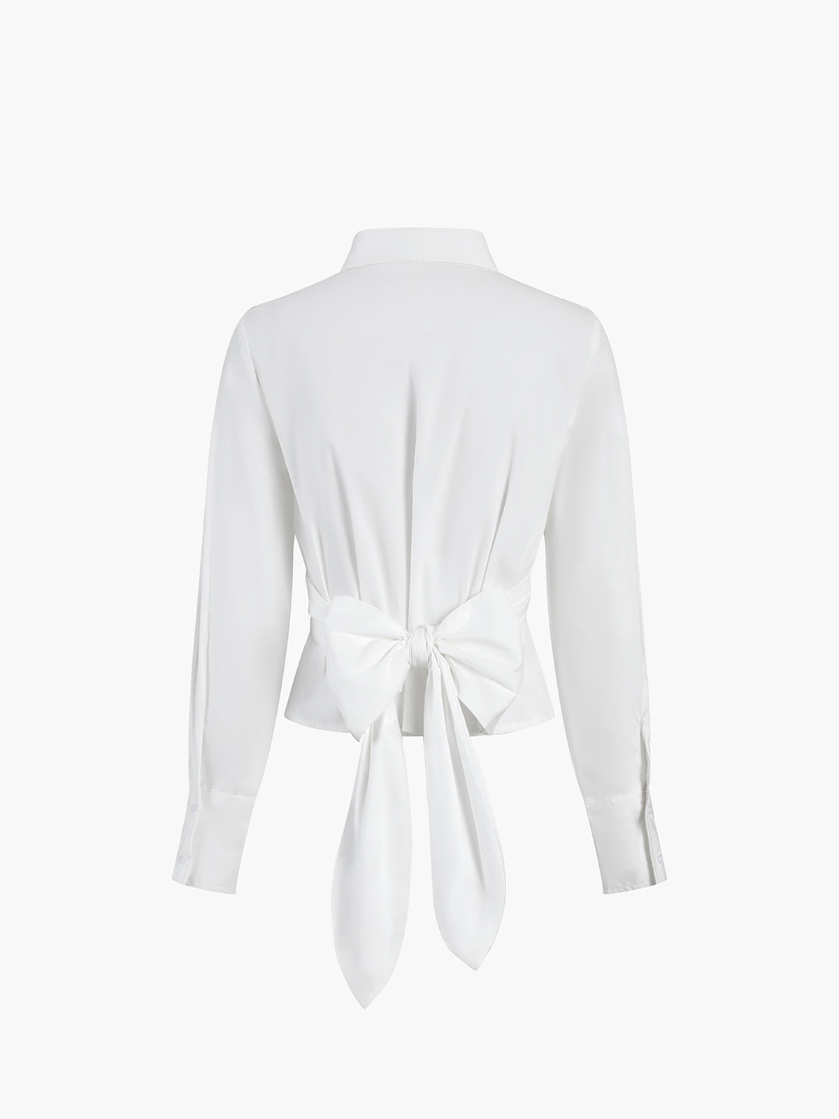 Cotton Blends Knotted Long Sleeve Shirt