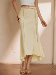 Pure Cotton Solid Belted Long Skirt