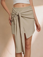 Asymmetrical Knotted Midi Skirt