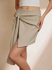 Asymmetrical Knotted Midi Skirt