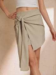 Asymmetrical Knotted Midi Skirt