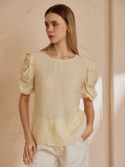 Solid Semi-Sheer Blouse