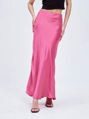 Solid Satin Maxi Skirt