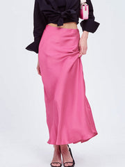 Solid Satin Maxi Skirt