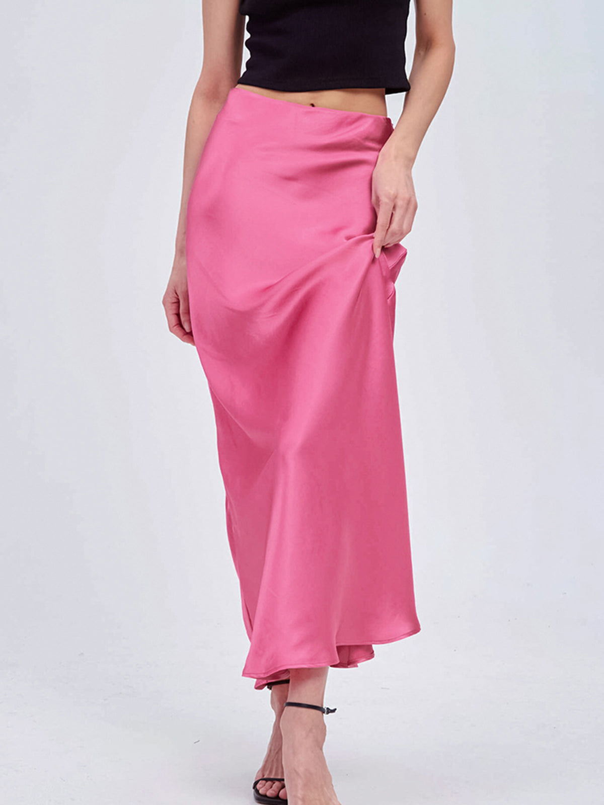 Solid Satin Maxi Skirt