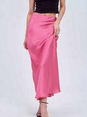 Solid Satin Maxi Skirt