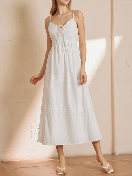 Pure Cotton Drawstring Long Dress