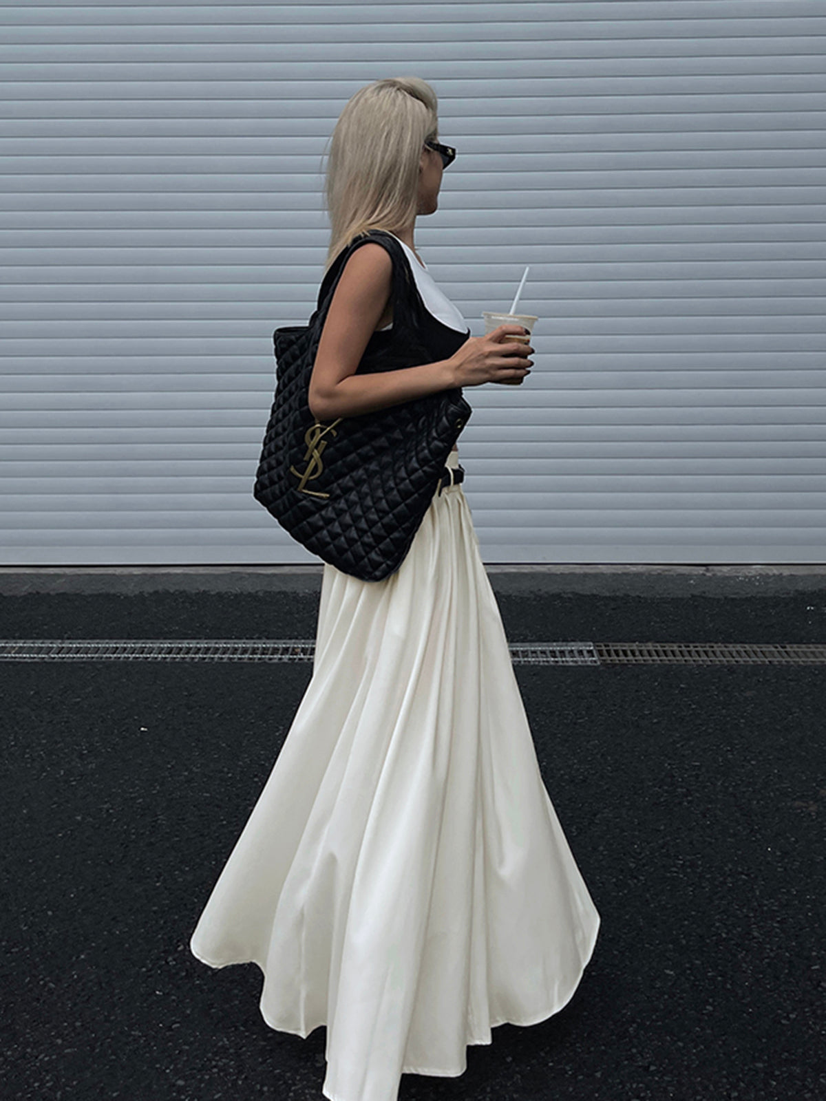 Belted Pleated Long Skirt