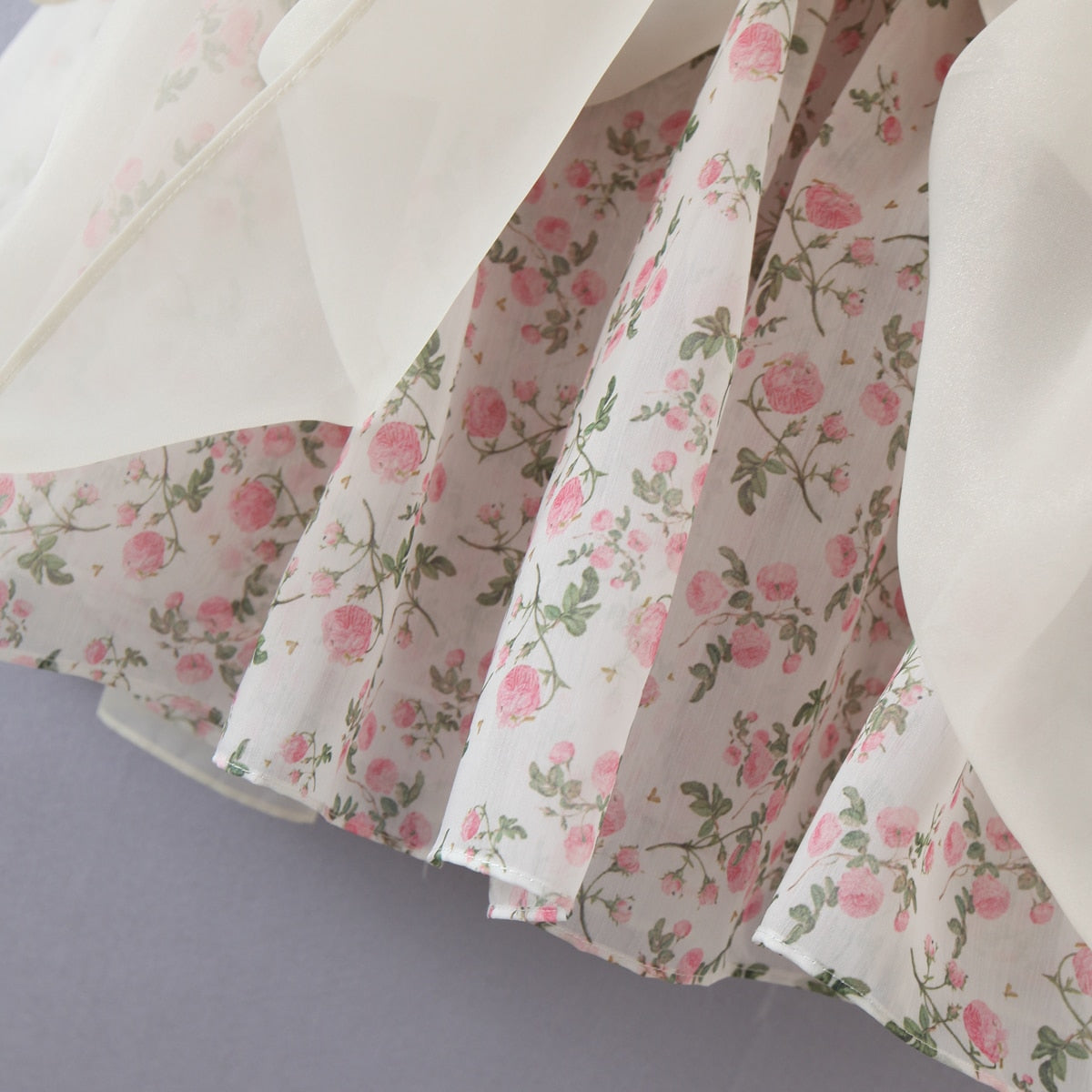 Summer Women Both-Sides Wear Floral Print Chiffon Organza Dress
