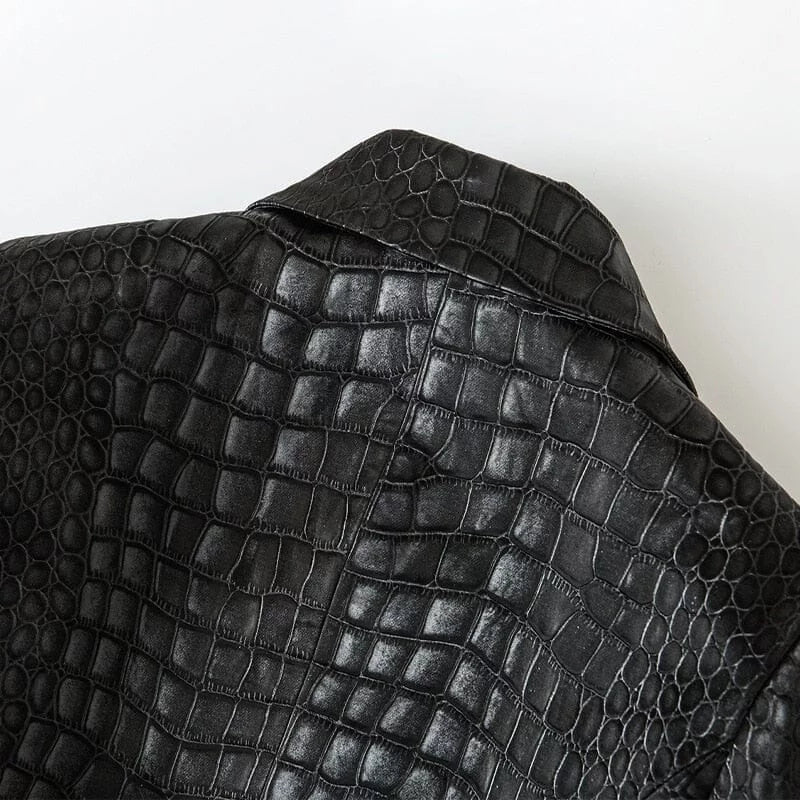 The Everglades Faux Leather Long Sleeve Blazer