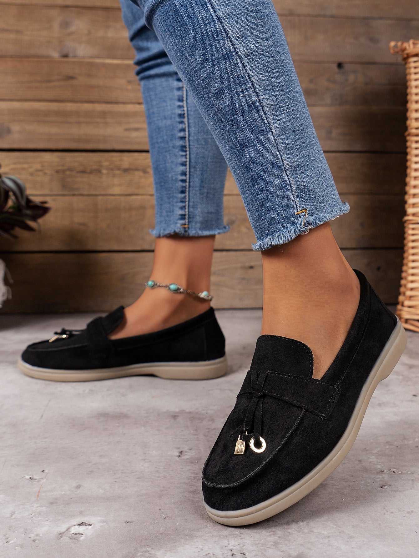 Whispering Breeze Metal Buckle Flat Shoes