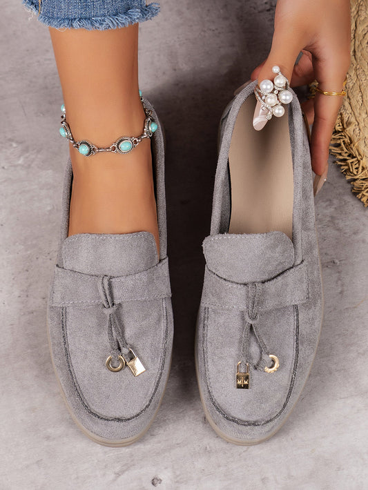 Whispering Breeze Metal Buckle Flat Shoes