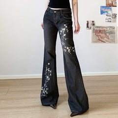 Vintage Washed Butterfly Flare Jeans