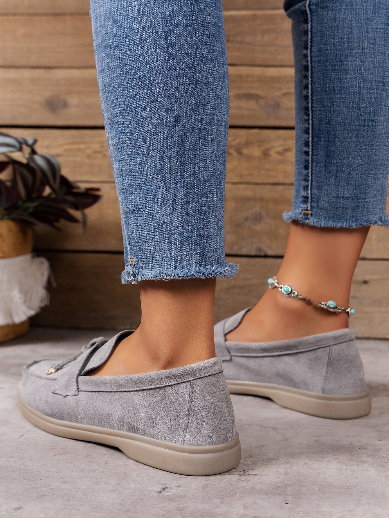 Whispering Breeze Metal Buckle Flat Shoes